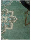 Emerald Green 8x10 Hand Knotted Vintage Persian Medallion Traditional Rug | TRDCP768810