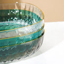 Emerald green crystal fruit plate dining room gold rim tray