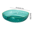 Emerald green crystal fruit plate dining room gold rim tray