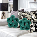 Emerald green star knotted lumbar cushion bedroom velvet pillow