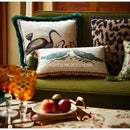 Emerald green velvet birds floral print cushion cover living room