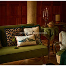 Emerald green velvet birds floral print cushion cover living room