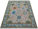 Emmy Custom Made Traditional Design Peach Hand Knotted Wool Rug