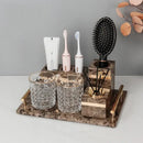 Emperador dark marble bathroom set brown & gold accessories