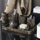 Emperador dark marble bathroom set with chrome accents
