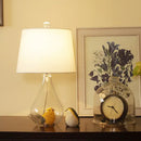 Empire white fabric clear glass base table lamp bedroom accent