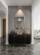 Italian Curved Unlacquered Brass Mirror - Butterfly Wall Mirror