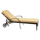 Modern Aluminum Bronze Patio Chaise Lounge with Wheels and Cushion