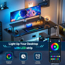 Ergonomic 63 Inch Gaming Desk With LED Lights