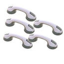 Ergonomic white & gray bathroom safety handle suction cup grab bar