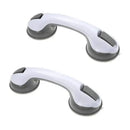 Ergonomic white & gray bathroom safety handle suction cup grab bar