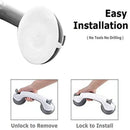Ergonomic white & gray bathroom safety handle suction cup grab bar