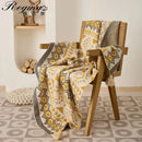 Ethnic bohemian blanket cream & mustard knit throw living room decor