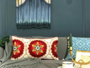 Ethnic embroidered floral pillow cover with tassels living room decor