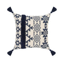 Ethnic geometric printed navy & white cushion cover living room tassels