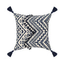 Ethnic geometric printed navy & white cushion cover living room tassels