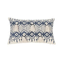 Ethnic geometric printed navy & white cushion cover living room tassels