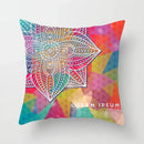 Ethnic geometric square pillowcase teal & gold living room decor