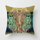 Ethnic geometric square pillowcase teal & gold living room decor