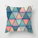 Ethnic geometric square pillowcase teal & gold living room decor