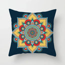 Ethnic geometric square pillowcase teal & gold living room decor