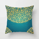 Ethnic geometric square pillowcase teal & gold living room decor