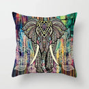 Ethnic geometric square pillowcase teal & gold living room decor