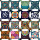 Ethnic geometric square pillowcase teal & gold living room decor