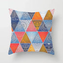 Ethnic geometric square pillowcase teal & gold living room decor