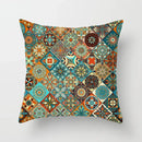 Ethnic geometric square pillowcase teal & gold living room decor