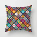 Ethnic geometric square pillowcase teal & gold living room decor