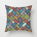 Ethnic geometric square pillowcase teal & gold living room decor