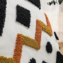 Ethnic style black & orange geometric cushion cover living room tassel