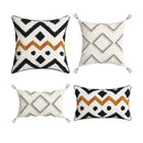 Ethnic style black & orange geometric cushion cover living room tassel