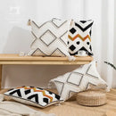 Ethnic style black & orange geometric cushion cover living room tassel