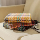 Ethnic wave woven tassel blanket bedroom multicolored zigzag throw