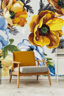 Blue and Yellow Flowers Wallpaper