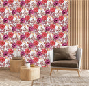 Voguish Pink Flowers Wallpaper Chic