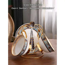 European blue & gold bone china tea set dining room porcelain teaware