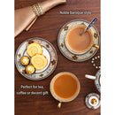 European blue & gold bone china tea set dining room porcelain teaware