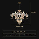 European gold and teal crystal dining room chandelier
