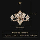European gold and teal crystal dining room chandelier