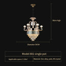 European gold and teal crystal dining room chandelier