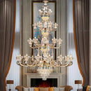 European gold and teal crystal dining room chandelier