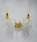 European gold crystal wall lamp bedroom candle sconce