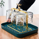 European gold deer glass storage rack with bamboo tray dining room