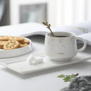 European style black & white ceramic coffee cup set dining room gold rim