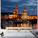 European style city night scene tapestry bedroom wall hanging