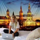 European style city night scene tapestry bedroom wall hanging
