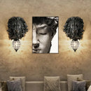European style golden lion head wall lamp living room glass sconce